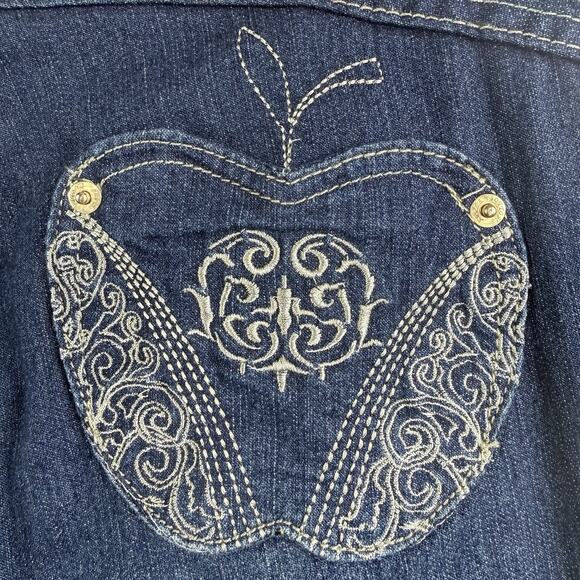 Vintage Y2K Apple Bottom Jeans 9/10 Tapered Leg Dark Wash Embroidered Nelly - Picture 6 of 12